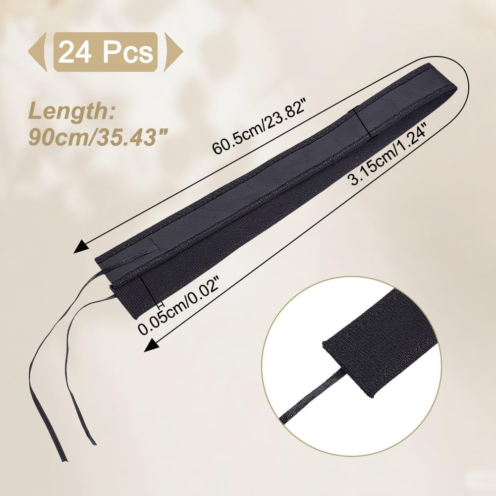 NBEADS 24 Pcs Hat Size Tape, Hat Size Reducer Adjustable Hat Tape Bands Hat Sizer Insert for Hats Caps Sewing Crafts Accessories, Black, 24×1.2 inch