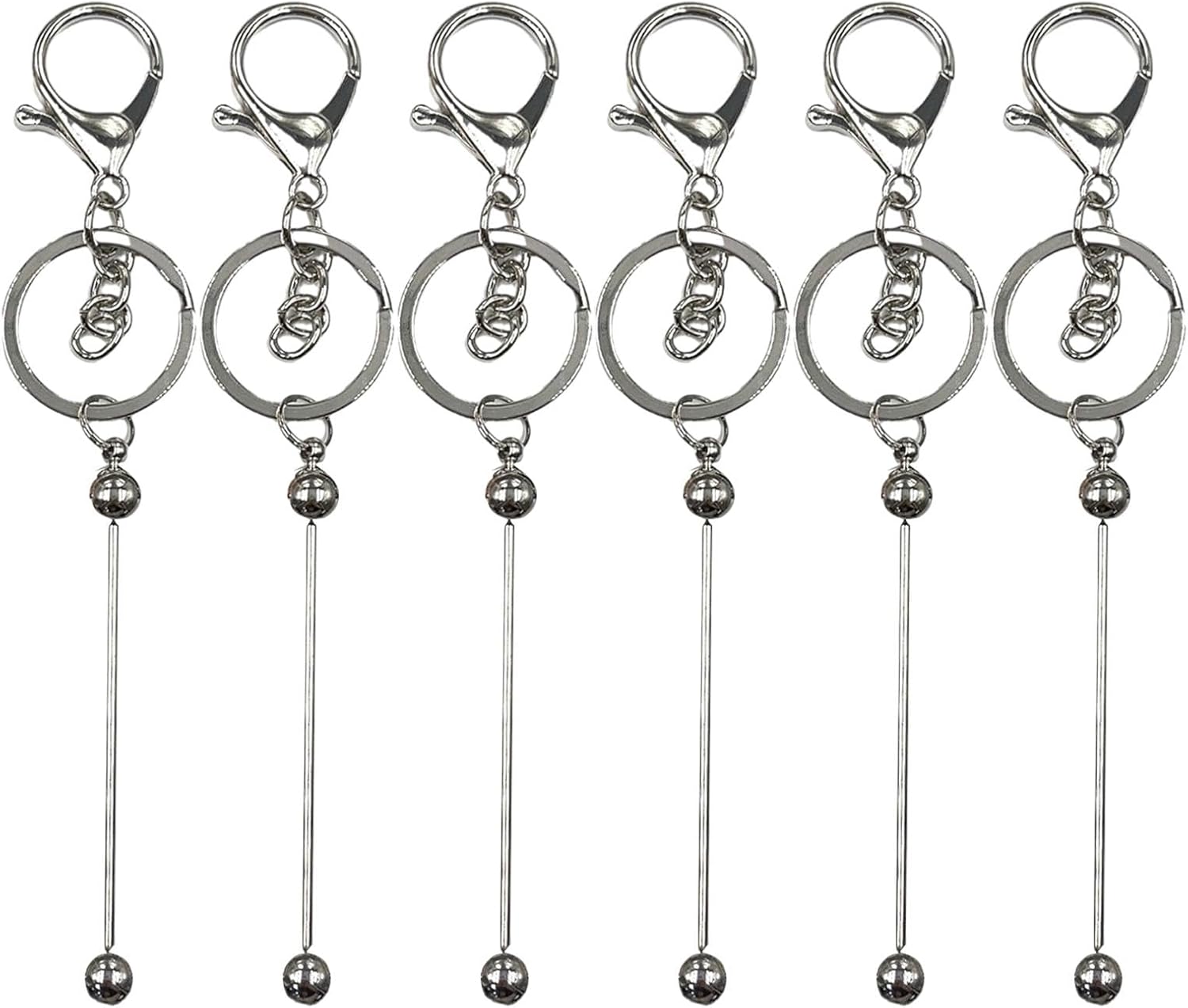 homfanseec 6 Pcs Beadable Keychain Bars Blanks Bead