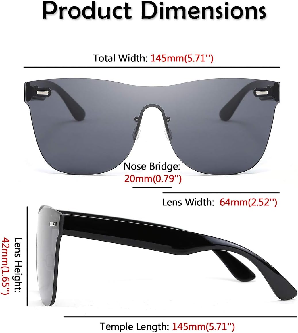 FEISEDY Mirrored Rimless Sunglasses One Piece Lens Reflective Sunglasses for Women Men B2647 - Image 4