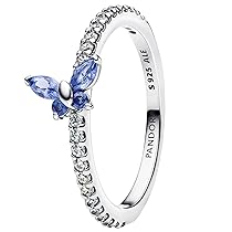 Pandora Anello da Donna in Argento con Farfalla Scintillante, Blu 194269C01, 58, 18,5, Argento Sterling, Cristallo Zirconia cubica