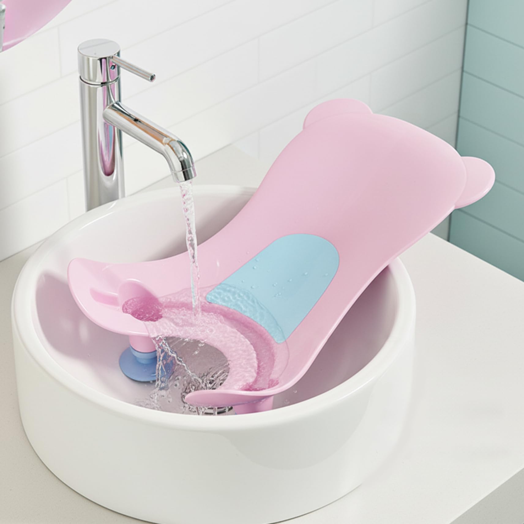 Supporto per il bagno del lavandino del bambino Supporto portatile per il bagno del neonato per risciacquo a mani libere, bidet per bambini per un facile cambio del pannolino, lavatrice