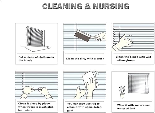 Miniatura 9 de YIIBAII Mini persianas adecuadas para ventanas de 44 pulgadas de ancho x 64 pulgadas de alto, persianas venecianas horizontales de aluminio de 1