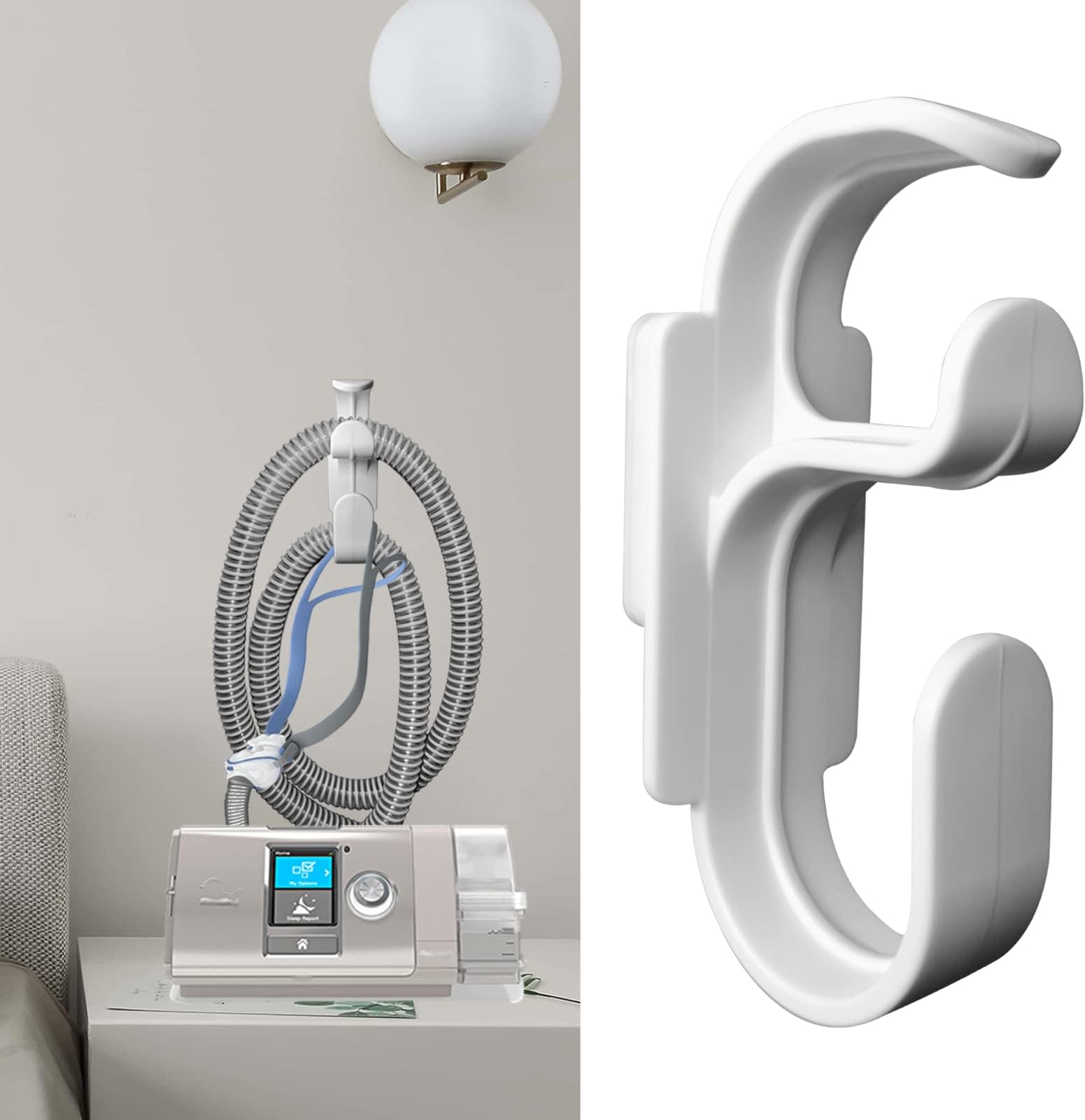 CPAP Hose Hanger and CPAP mask Hook for Bed,CPAP Holder with Anti-decoupling Function,Provide CPAP Users with a Clean,Tangled-Free CPAP tubing System,so That You Have Better Sleep CPAP Supplies (1)