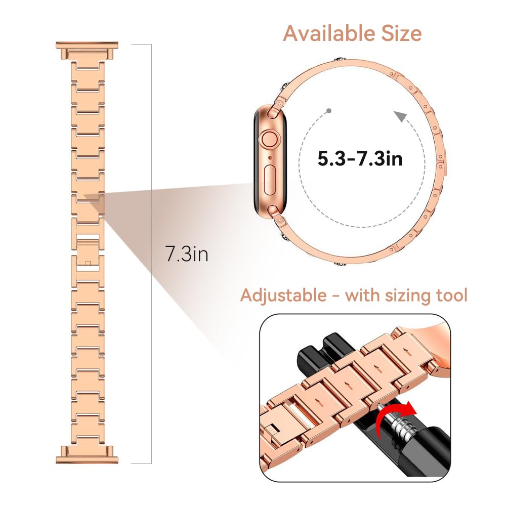 LYSANDRA Correas compatibles con Spade Co Health Smartwatch 4 para mujer, correa de repuesto fina de diamante brillante para Spade Co Health Smartwatch 4