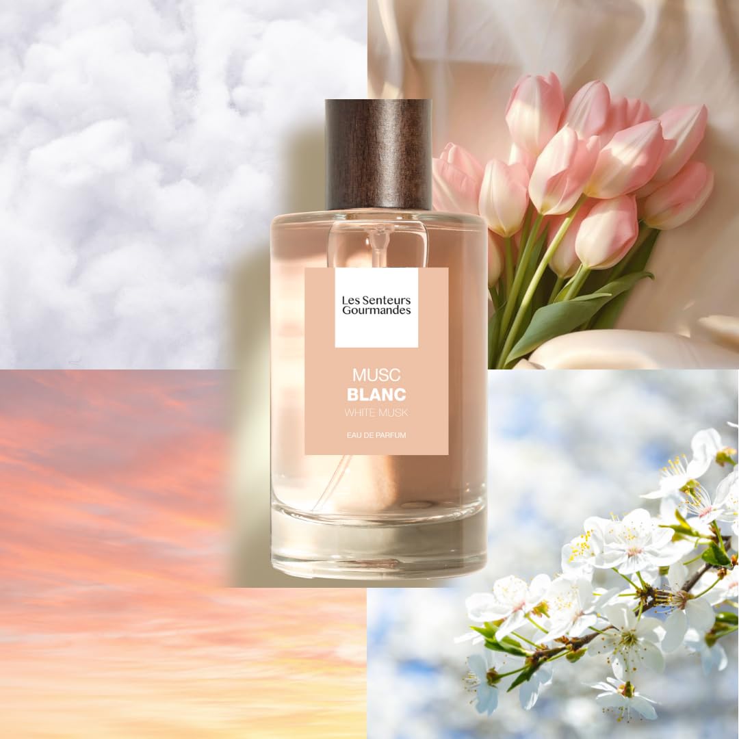 Les Senteurs Gourmandes - Muschio bianco - Eau de Parfum Femme 100 ml - Notes Mughet Rose Musc Blanc et Ambrette - 87% de Origine Naturale - Made in France