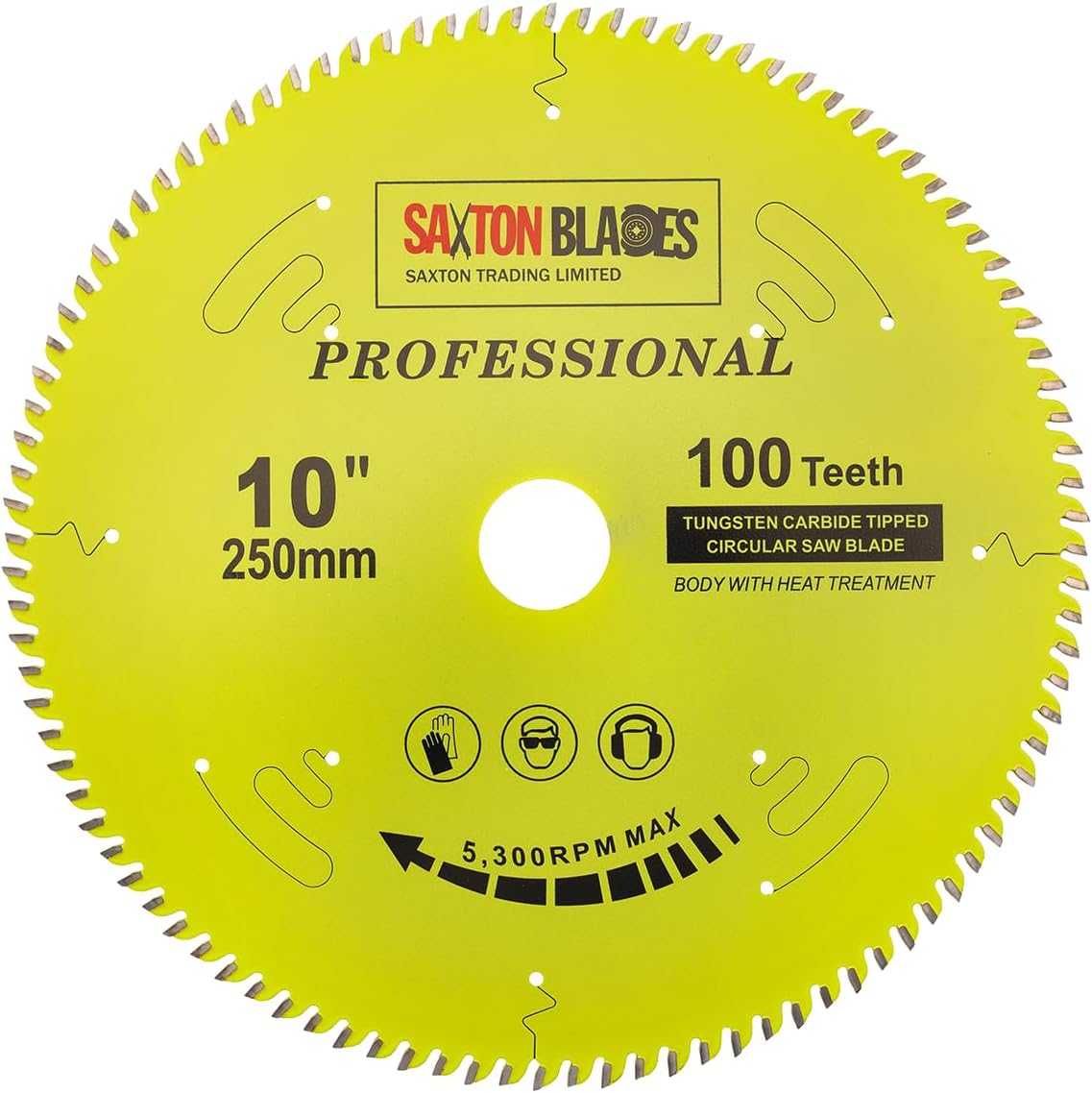 TCT250100TPRO Saxton Professional Range TCT Circular Saw Blade 250mm x 100T x 30mm Bore, 16, 20, 25mm Reduction Rings Compatible with Bosch Makita Dewalt etc