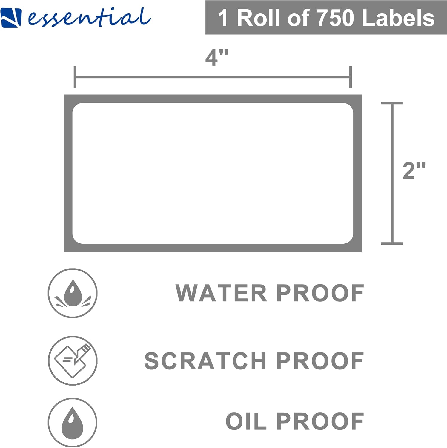 ESSENTIAL 4"x 2" (101mm × 50mm) Direct Thermal Barcode Labels, Shipping Labels, Compatible with Zebra & Rollo Label Printer, 750 Labels of Roll (12 Rolls, 9000 Labels) - Image 4