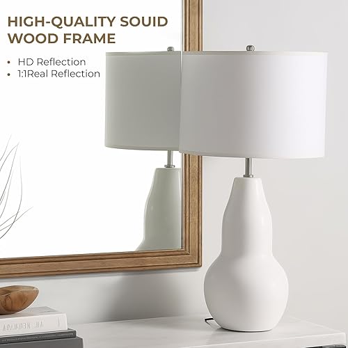 Vista 19 de WallBeyond Espejos de baño de madera para montar en la pared, espejos de pared con marco de madera rústica de 16 x 20 pulgadas, espejos de pared