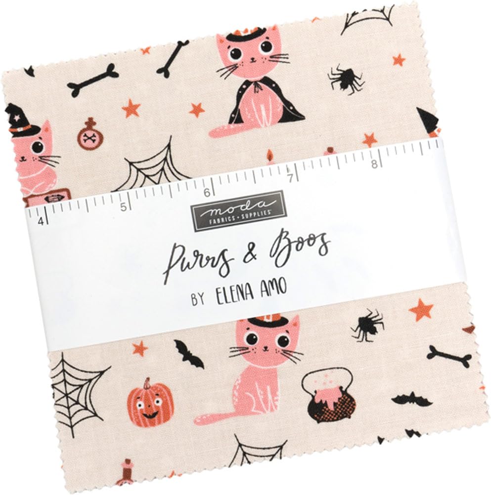 Moda Fabrics Assorted Elena Amo Purrs And Boos Charm Pack 42 5-Inch Squares 39060Pp