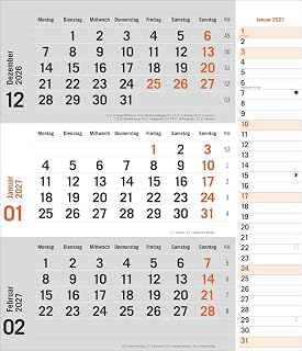 times&more 3-Monatsplaner, orange 2027: times&more - Praktischer Wandplaner mit Datumsschieber. Büro-Kalender mit Notizspalte und Jahresübersicht. Wandkalender 2027 fürs Büro. 30 x 35 cm.