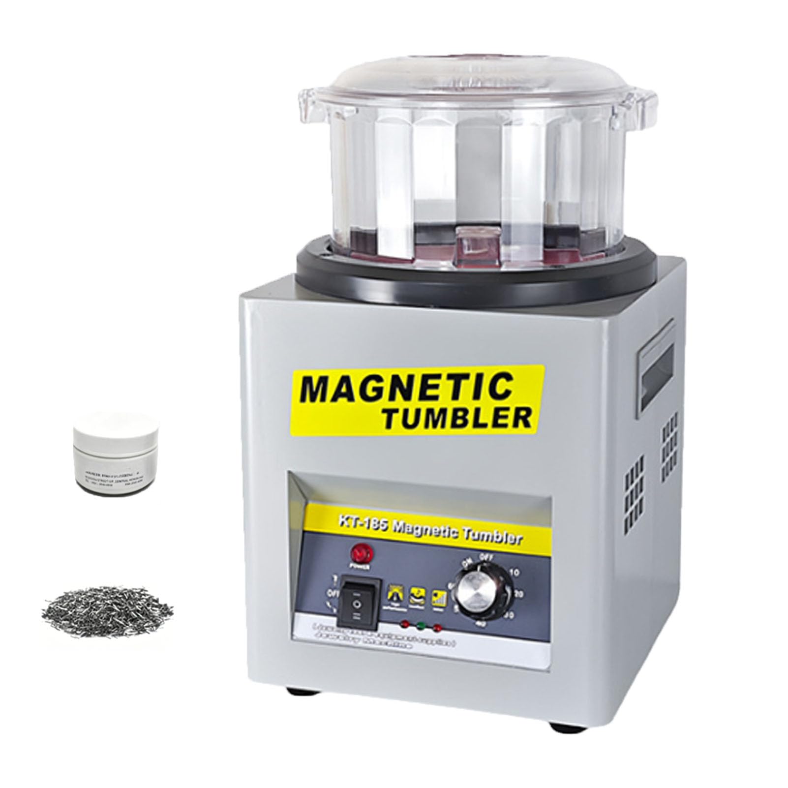 BOOZXCV 180mm Magnetic Tumbler Polishing Machine, 2000 RPM Jewelry Finisher with Automatic Forward Reverse Rotation, 1–60 Minute Timing Control for Jewelry Polishing