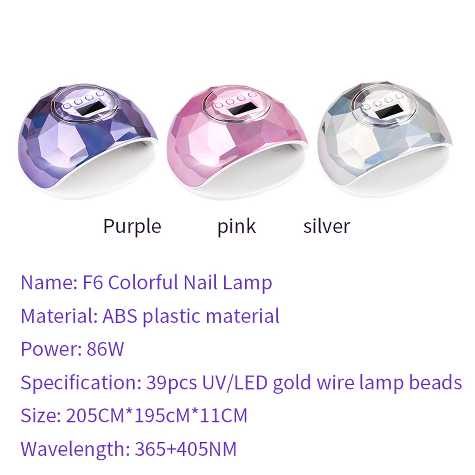 ZYC La Lampada a LED UV 86W per Unghie è Adatta per Tutti Gli smalti di Gel con Raggi ultravioletti 39 LED Lampada per Unghie a Secco rapido,Viola