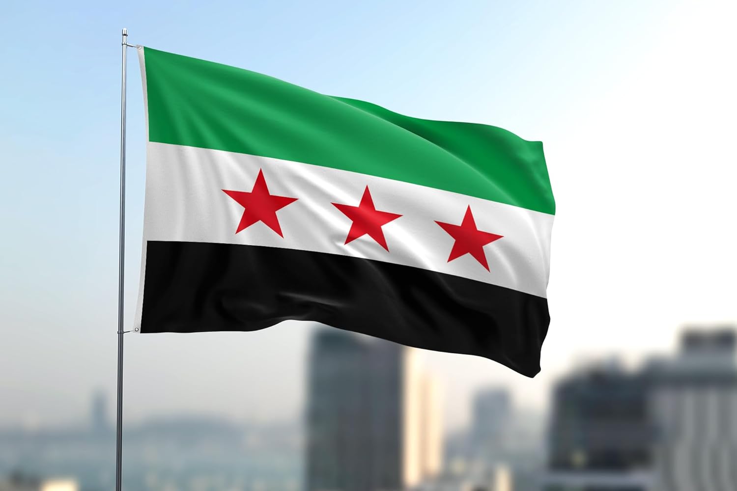 Free Syria Republic Flag 6x10FT Republic of Syria Syrian National Council Independence Flag Vivid Color Syrian Arab Flag with Grommets (Syria, 6x10ft)