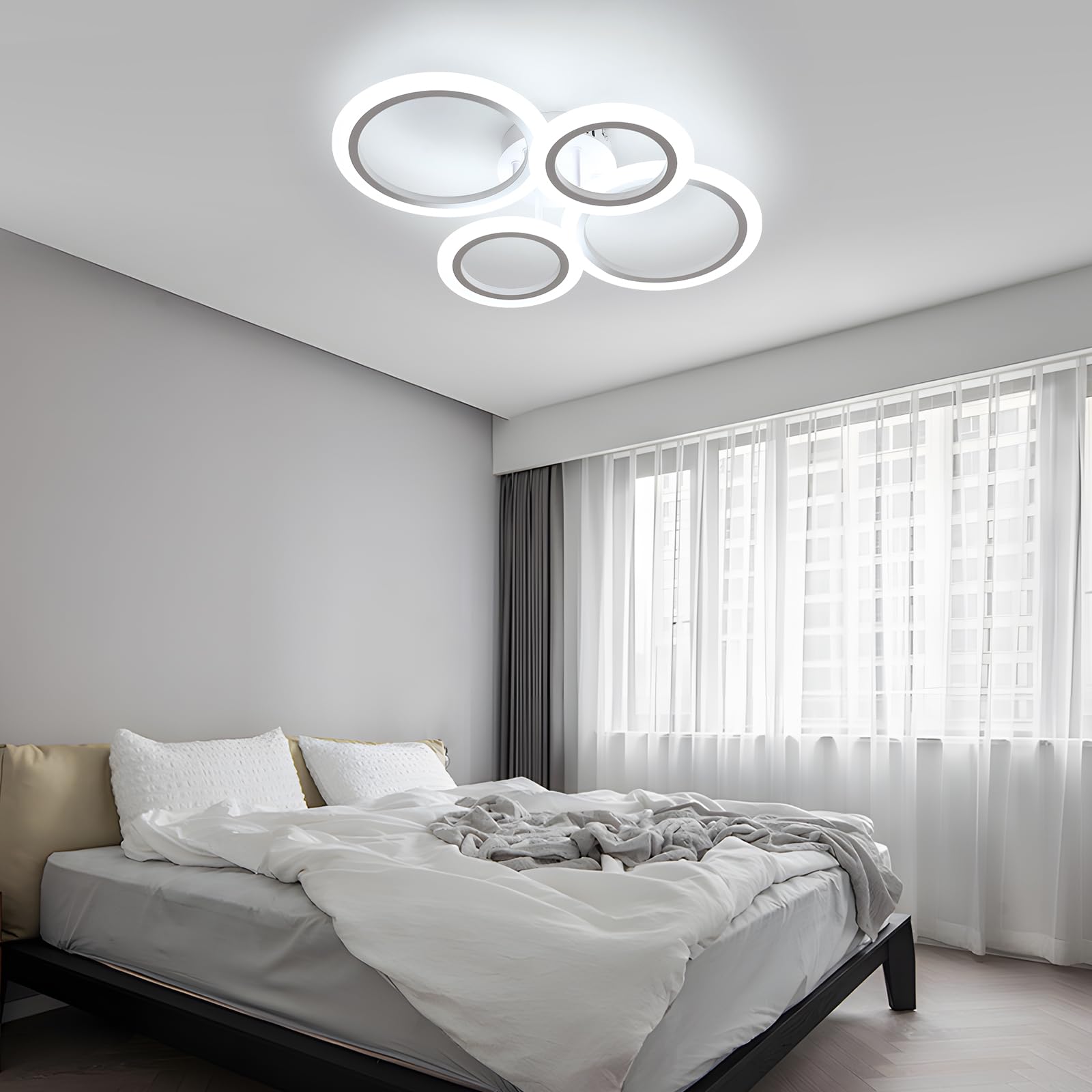 DELIPOP Plafon LED Techo Redondo Regulable, 32W 3600LM Lámpara de Techo | Iluminación de Techo con Mando para Dormitorio Sala de Estar, Blanco, 3000K-6500K