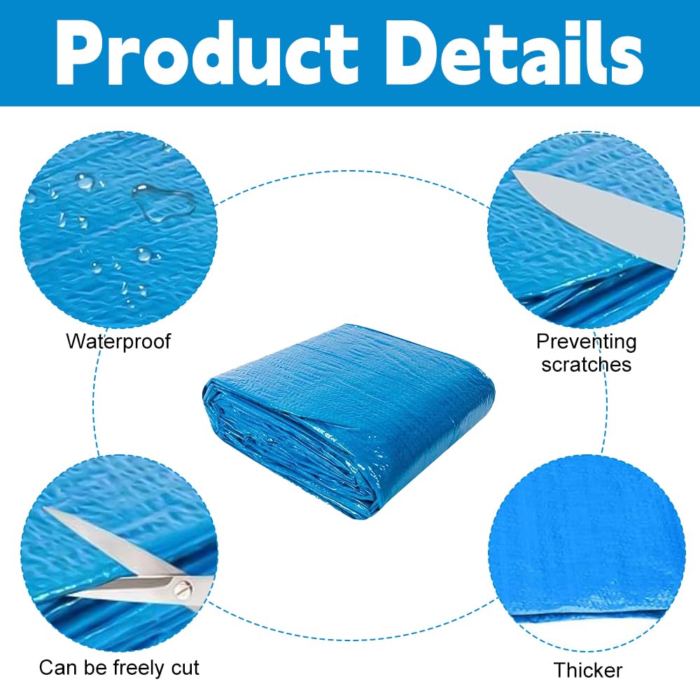 Tapis De Sol pour Piscine, 396 X 396 Cm Tapis De Sol Carré, Hors Terre Tapis De Protection Bleu Imperméable Pliable, Protecteur De Sol Piscine pour Rectangulaire & Rond Piscines