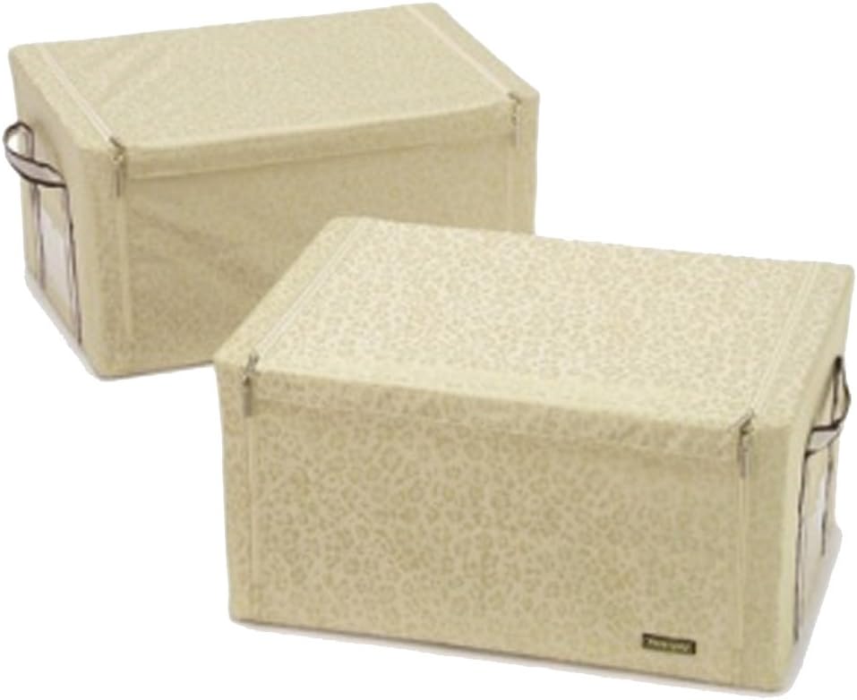 Amazon 前から取出せる収納box 磁石タイプ 2個組lサイズ ヒョウ柄アイボリー 収納ケース ボックス オンライン通販