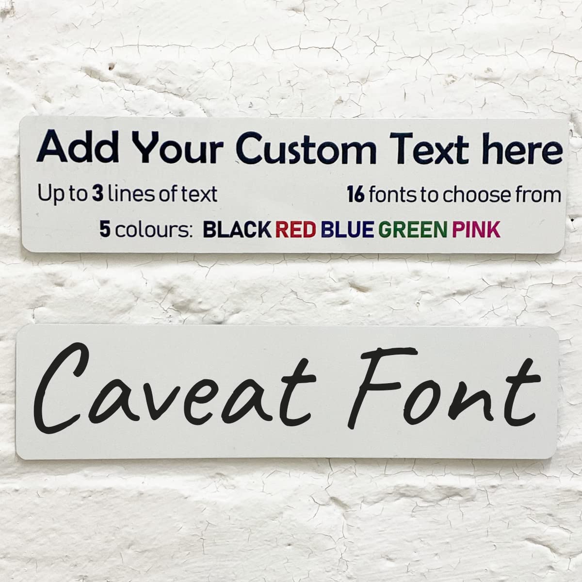 Personalised Aluminium Metal Plaque Bespoke Sign Childs Bedroom Door Add Own Text - in Caveat Font (20 x 5 cm, 7.8 x 2 inches)