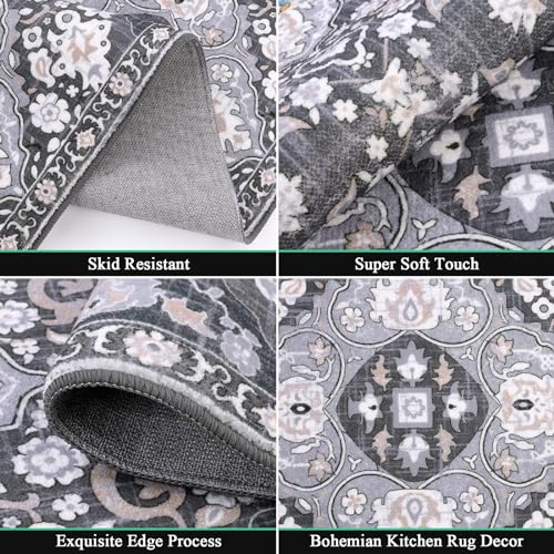 HEBE Boho Kitchen Rugs Set of 3, Non Slip Washable Kitchen Mats for Floor by HEBE RUGS - Used condition - Image 3