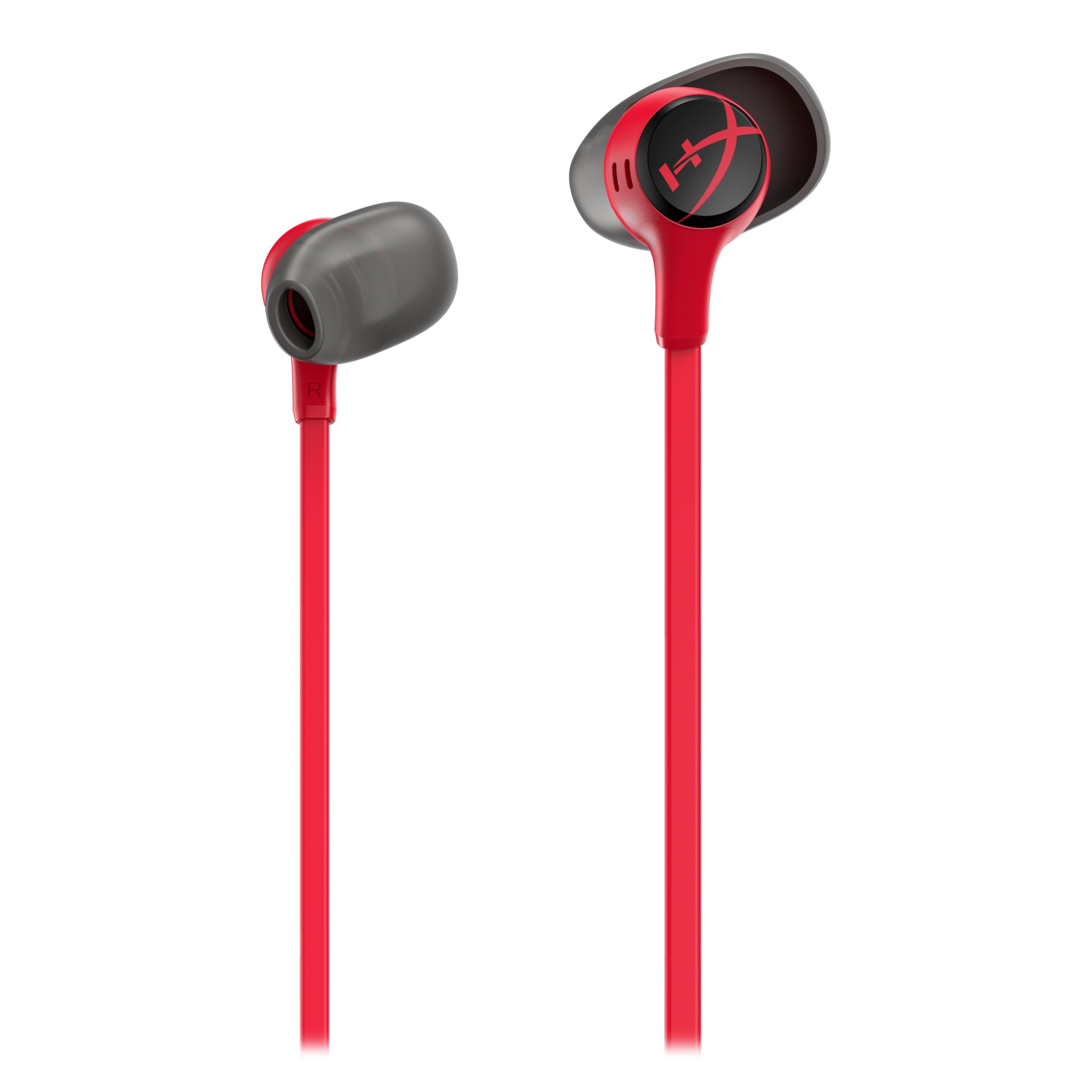 HyperX Cloud Earbuds II Écouteurs Gaming, Audio Immersif, Microphone Intégré, Prise Jack 3.5mm Coudée, Quatre Tailles d'Embouts, Pochette de Transport, Rouge