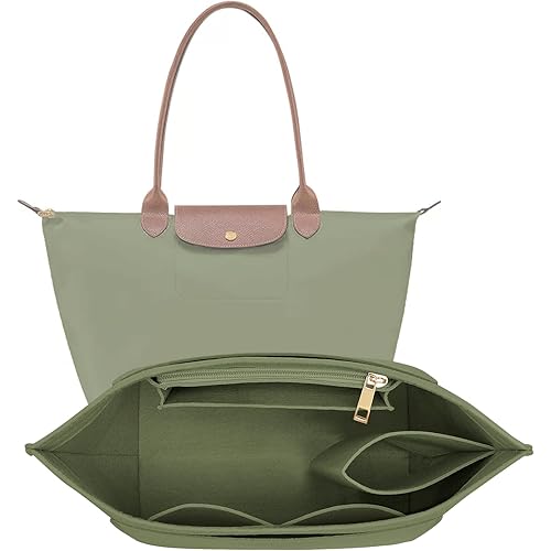 Felt Purse Organizer Insert for Longchamp Le Pliage M Handbag Insert (Forest Green, Medium)