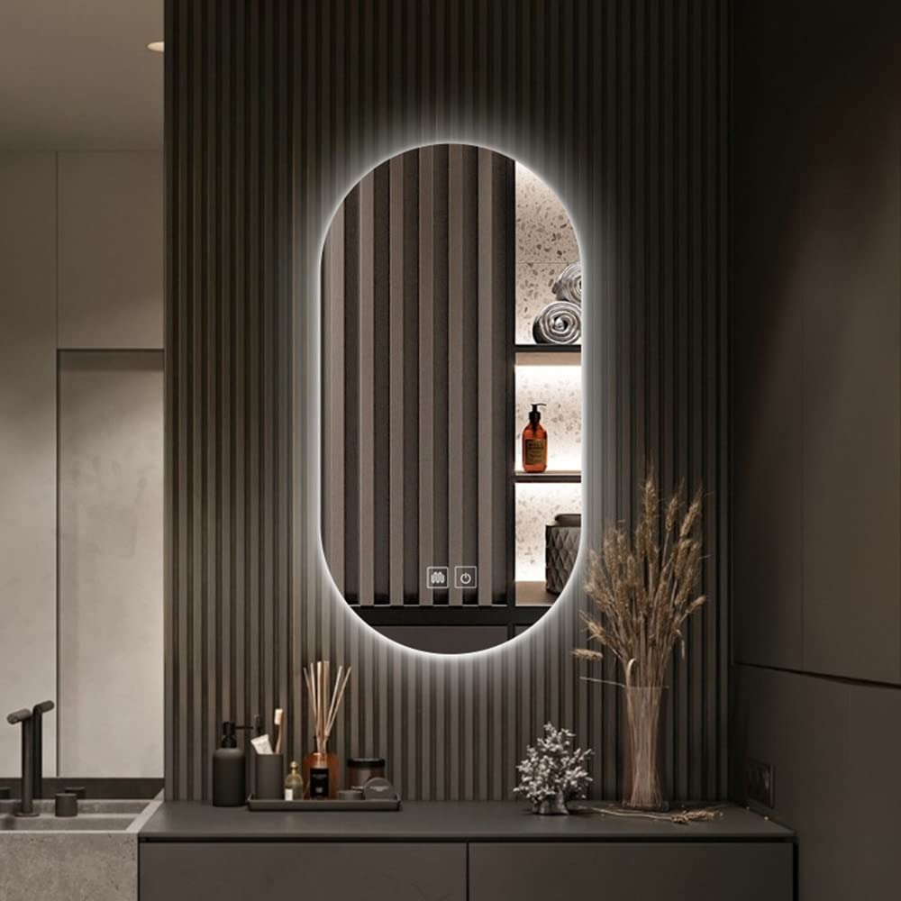 Miroir salle de bain ovale LED anti-buée pour en finir avec le reflet flou