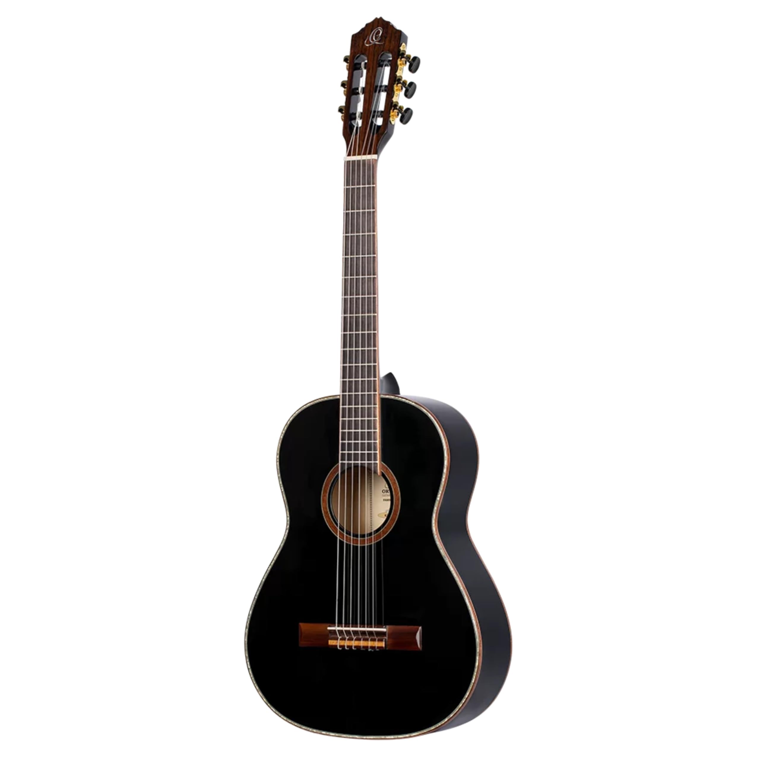 Ortega Guitars 3/4 Konzert Gitarre – Family Series – Inklusive Gig Bag – Fichte, Mahagoni, Schwarz (R221BK-3/4)