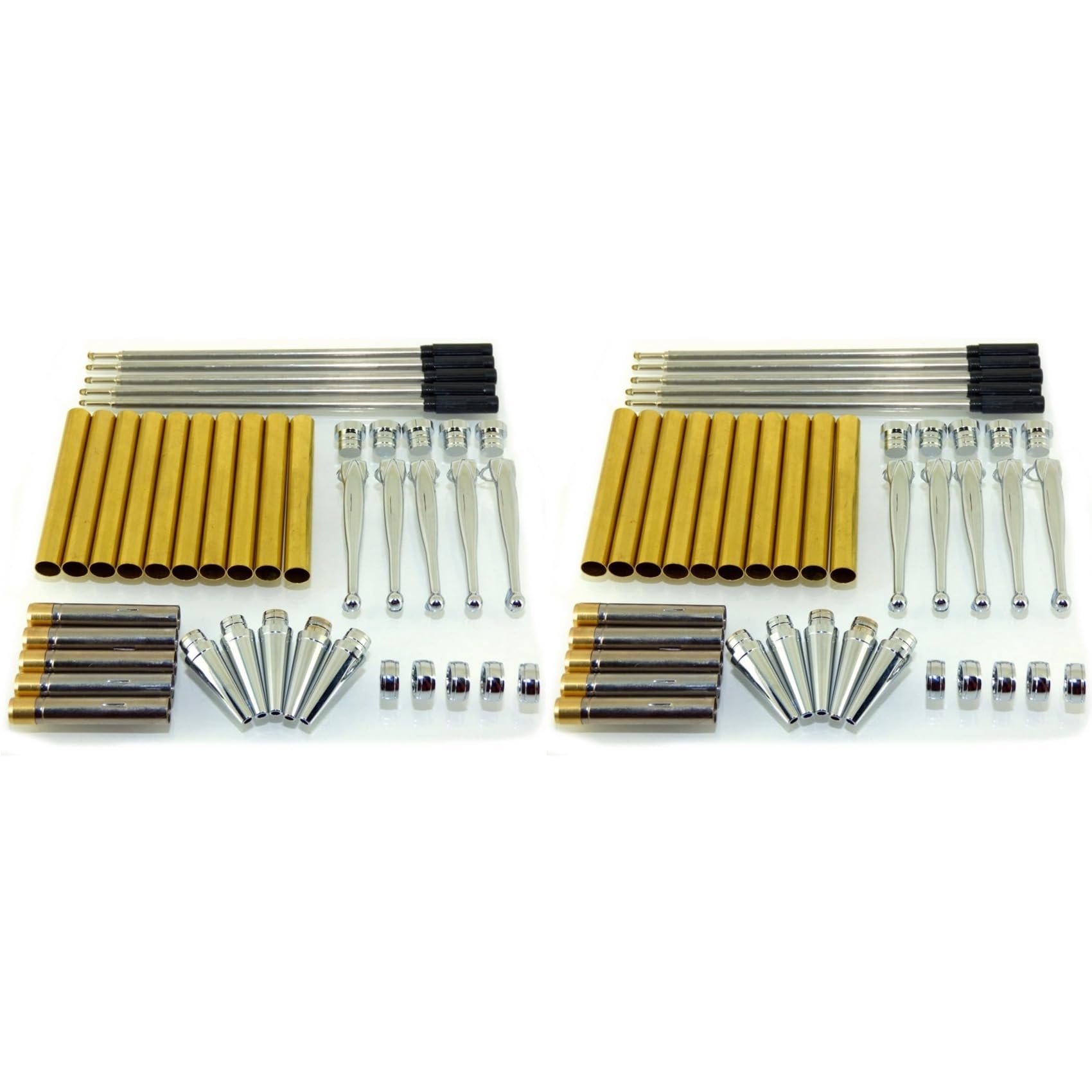 Kit de 10 Stylos Fins Fantaisie pour Tournage sur Bois, Finition Argent Chromé, Torsadé