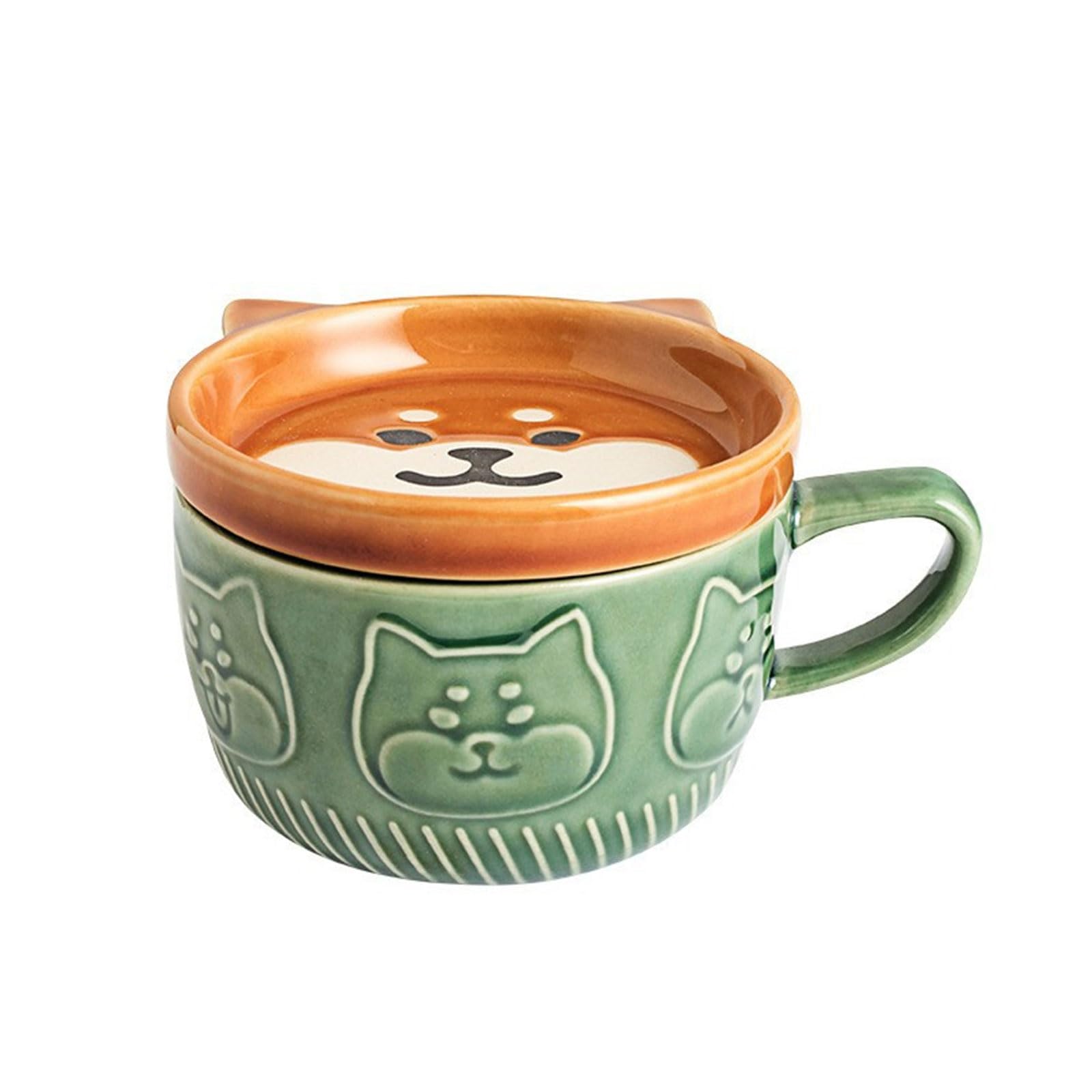 Tsophreniq Whimsical Animal Coffee Mug with Lid Novelty Milk Cups Funny Breakfast Cup Cute Cups Ceramic for Novelty Breakfast Cup