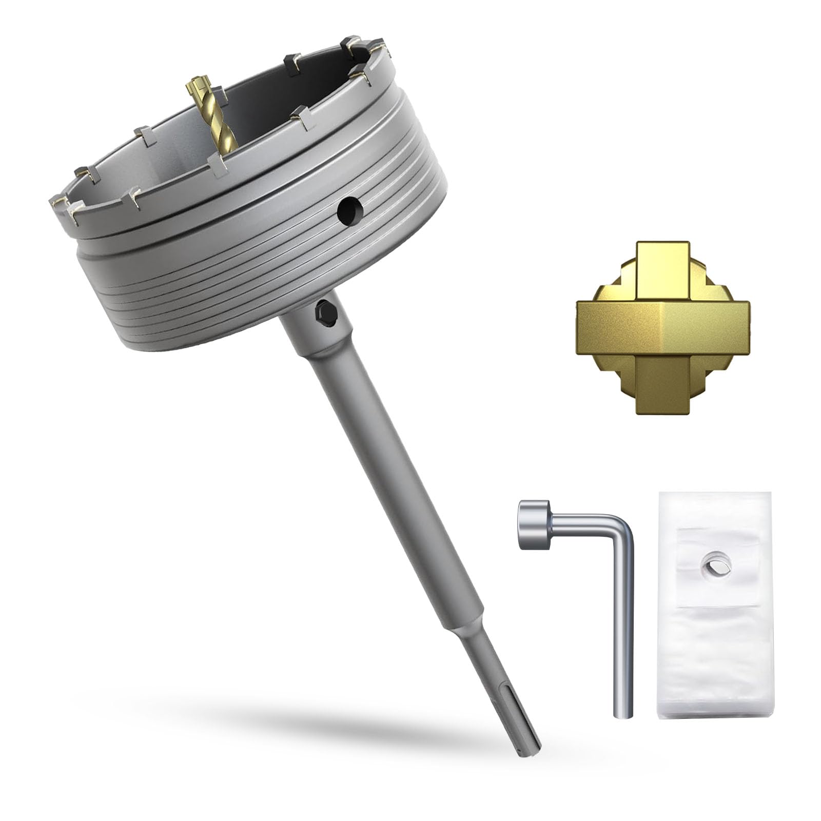 METOTY 130mm Concrete hole saw drill bit,with SDS Plus adapter 220mm drill bit socket，for masonry, brick, concrete, cement, stone