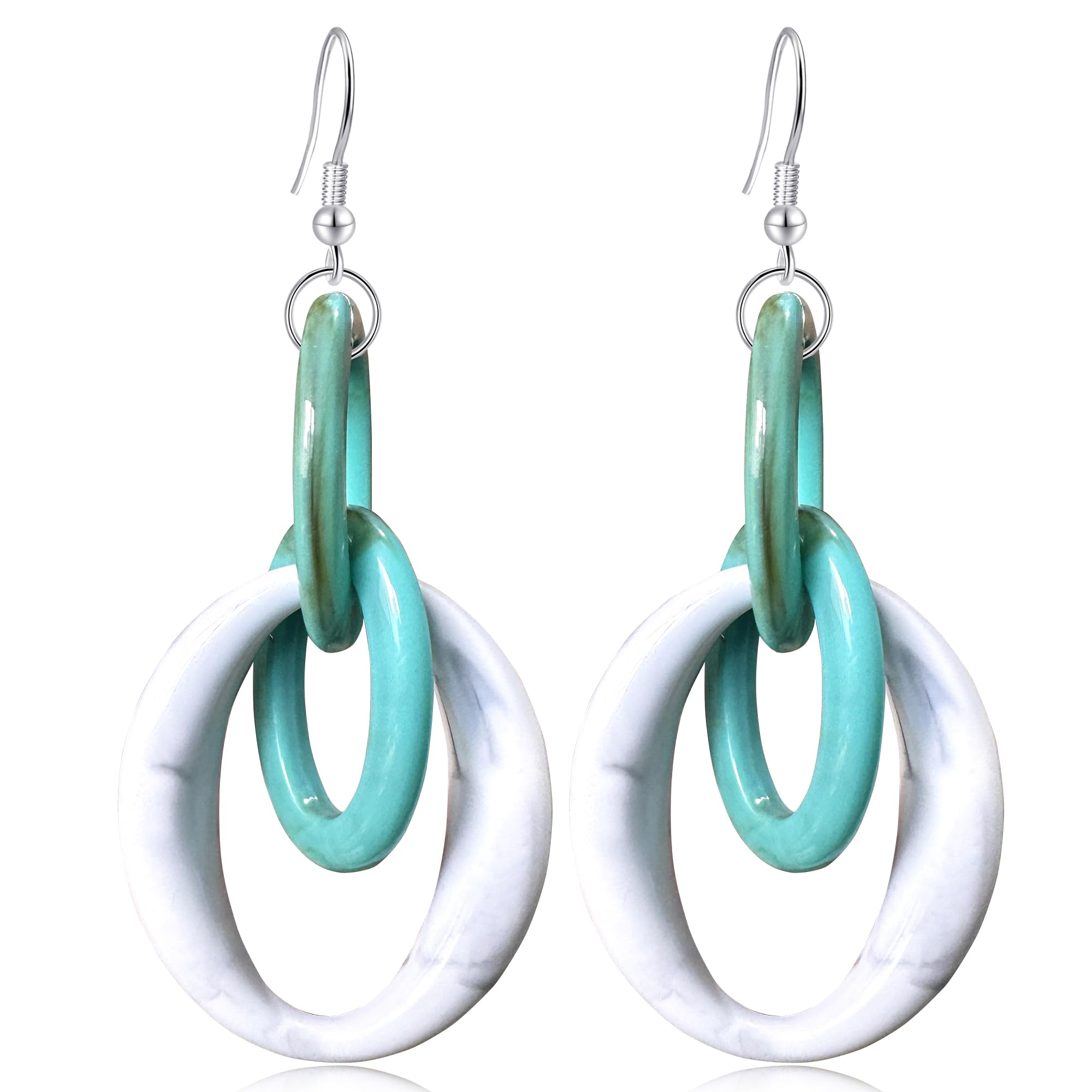 unixmoment Bohemian Simplicity Acrylic Geometry Oval Circle Dangle Drop Earrings Lightweight Resin Chain Hook Earrings For Women