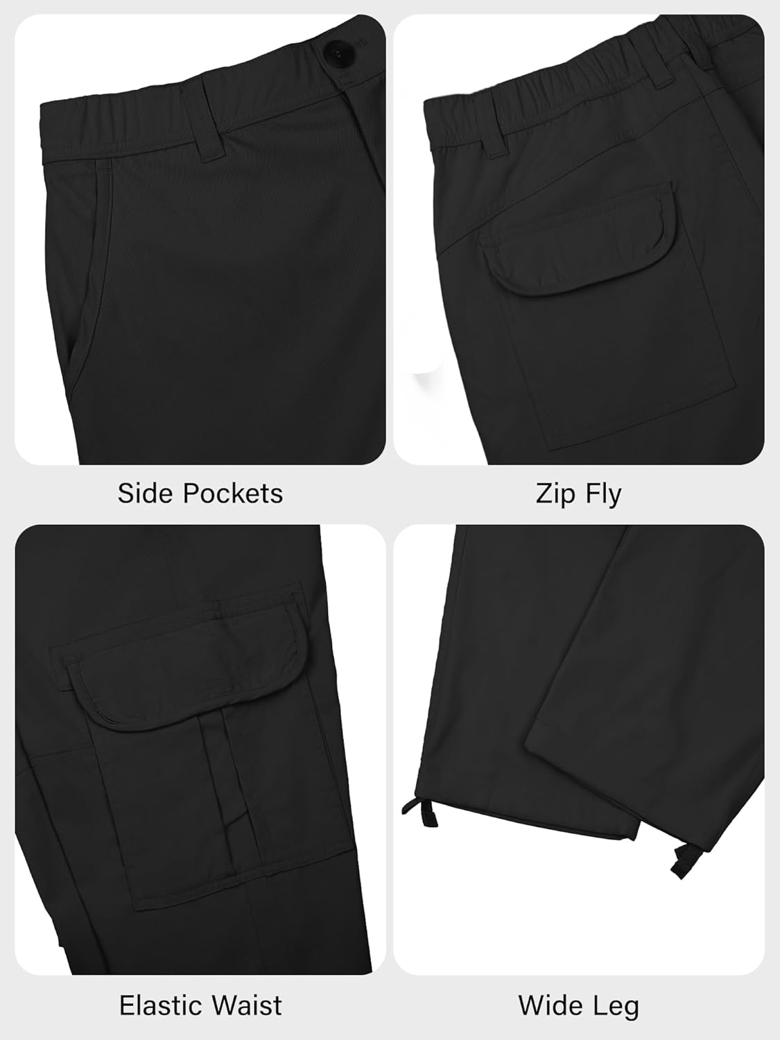 PLEPAN Men's Casual Cargo Pants Relaxed Fit Stretch Joggers Elastic Waist Hiking Pants with 6 Pockets for Streetwear - Image 5