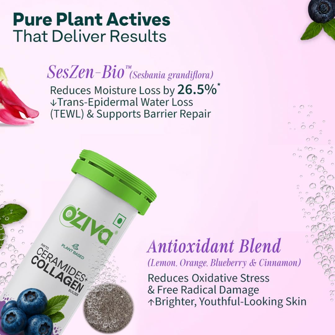 OZiva Phyto Ceramides+ Collagen Builder, Blueberry, 30 Tabs, Pack of 2 — Amazon image 4