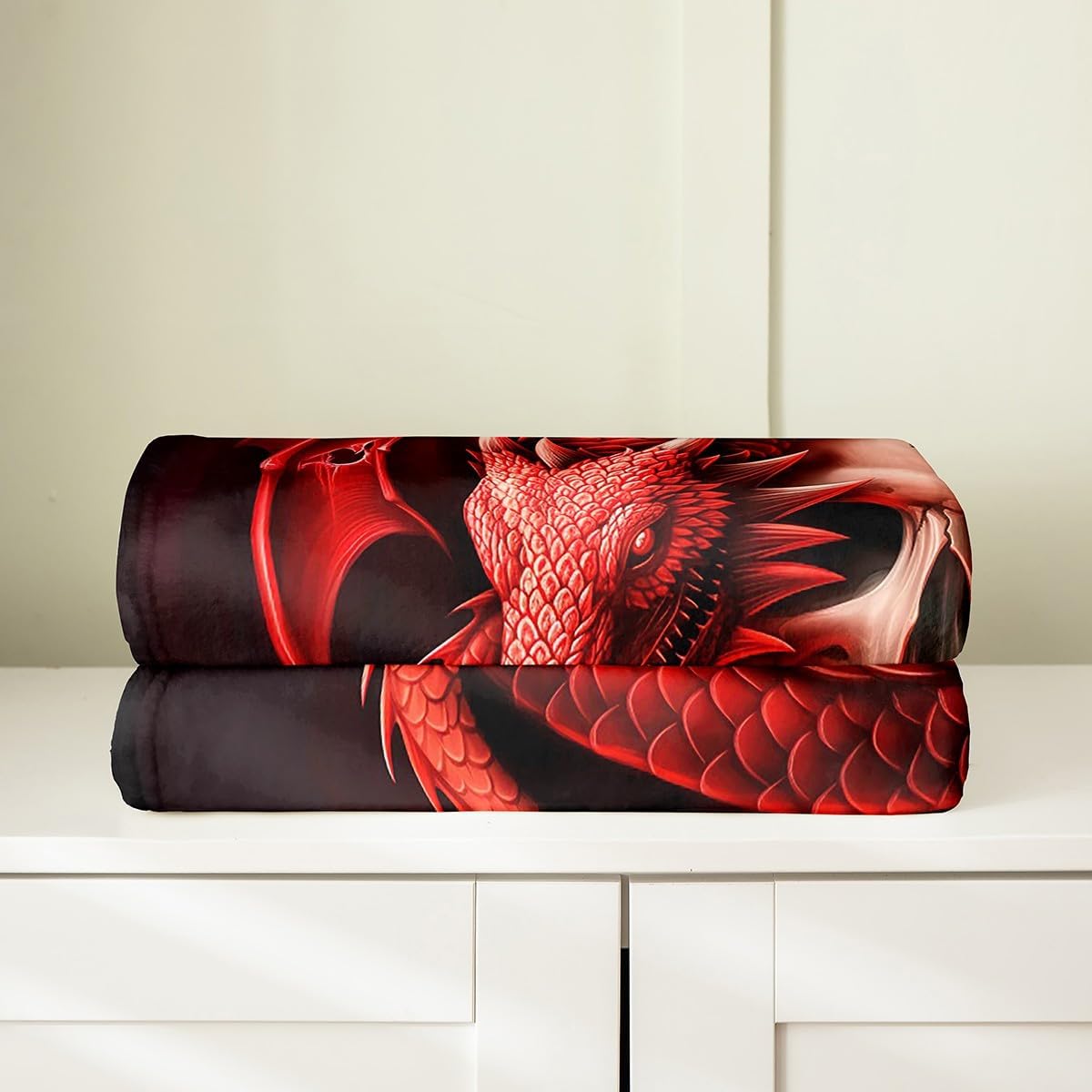 Erosebridal Sugar Skull Fleece Blanket Queen 90X90,Gothic Skull Skeleton Fuzzy Blanket,3D Dragon Animal Blanket,Black Red Throw Blanket Soft Breathable Home Room Decor for Kids Teens