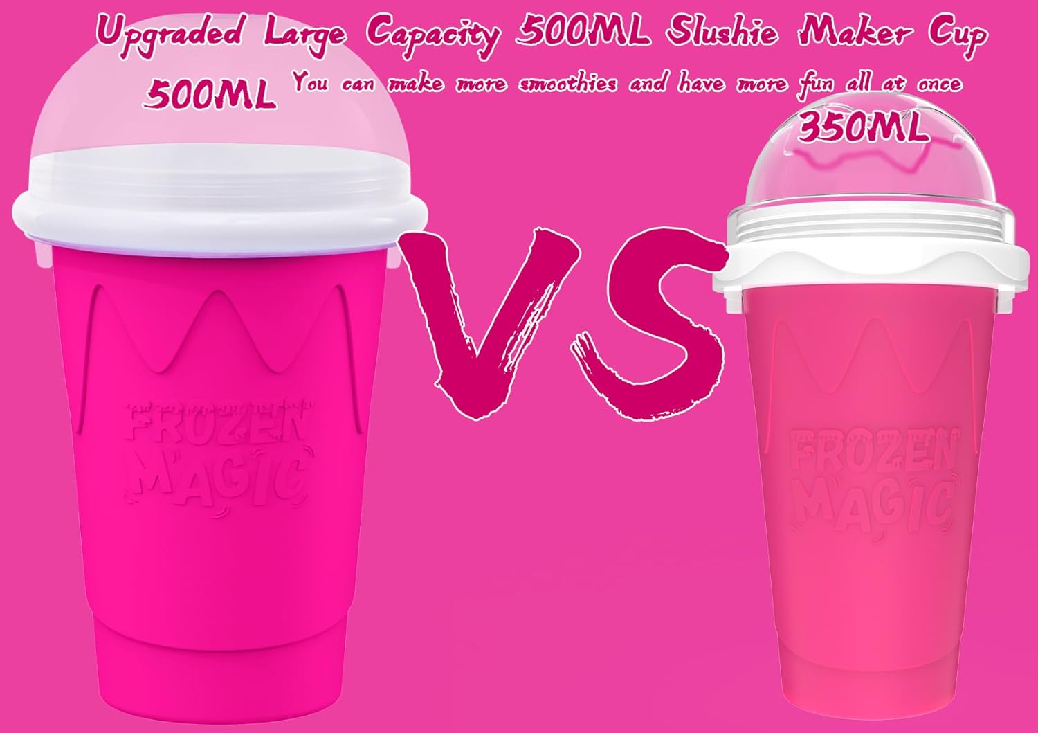 2PCS Slushie Maker Cup-500ml DIY Magic Quick Frozen Smoothies Cups for Homemade Milk Shake Ice Cream Maker, Portable Cooling Cups, Double Layer Squeeze Slushy Maker Cup, Birthday Gifts for Kids Family