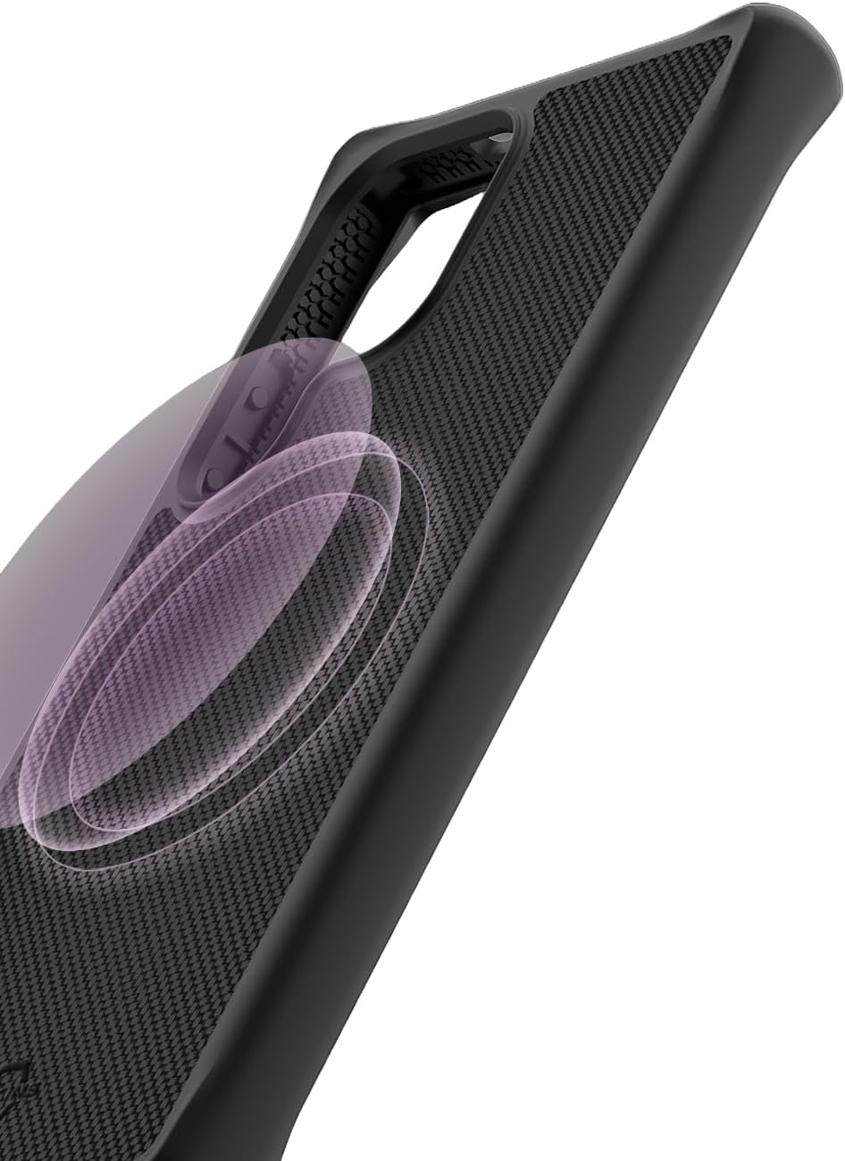 ITSKINS Ballistic R // Nylon High-Impact Hybrid Case for Samsung Galaxy S24 Ultra, Compatible with MagSafe, Protective Military Shockproof Cover, Slim Phone Case - Black