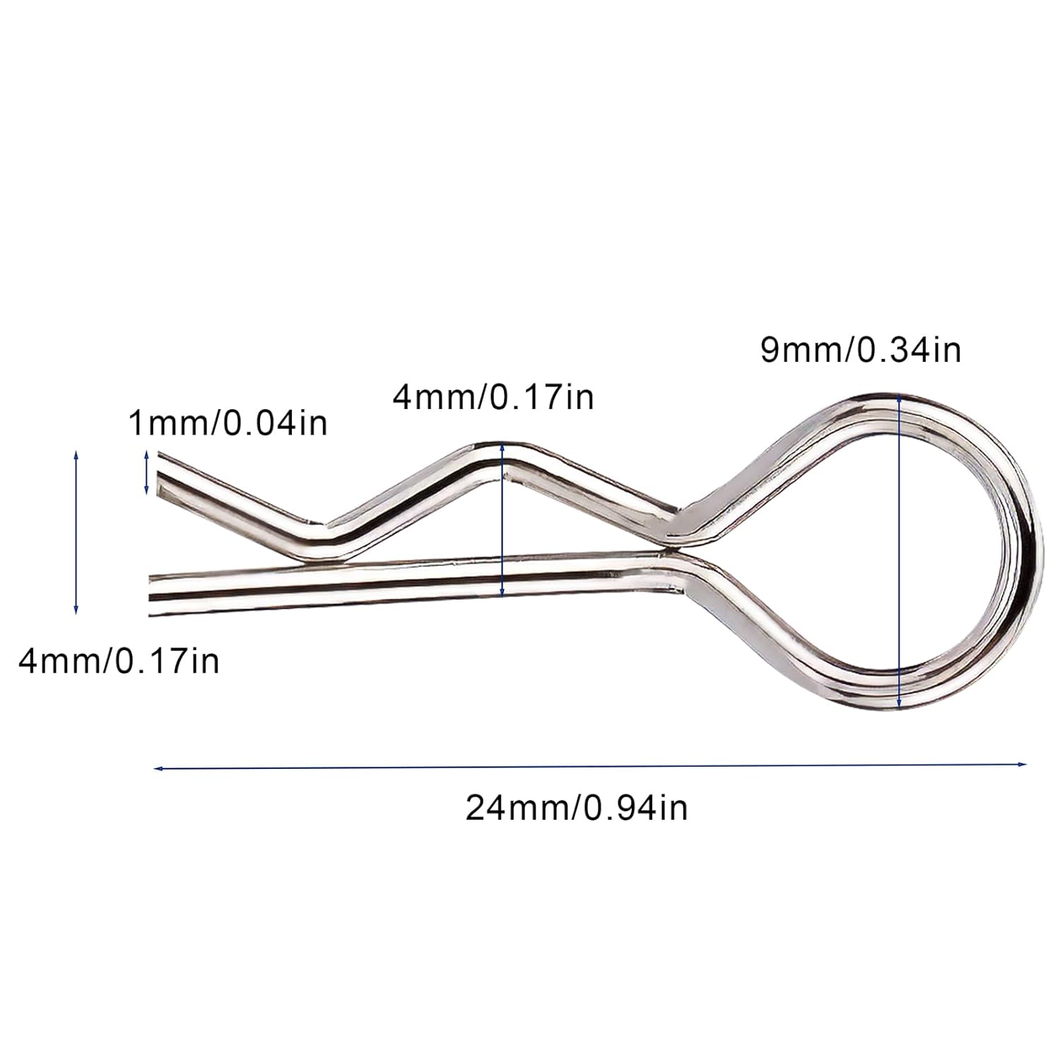 100PCS/Pack Body Clips Universal Shell Fixing R Pins for All 1/16 Scale RC On Road Car Buggy Rock Crawler Truck Short Course Traxxas Replacement Parts, Silver