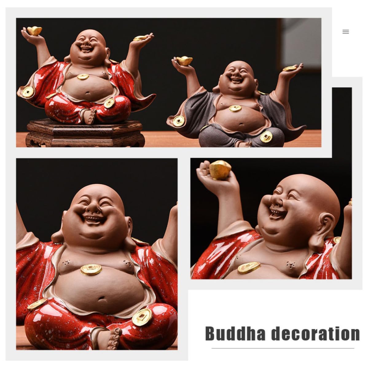 ibasenice Escultura de Buda Maitreya Creativa de Cerámica Fina Artesanía y Resistente para Decoración de Casa de Té y Souvenirs Festivos