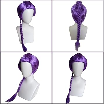 GWAWG Purple Wig with Thick Braid, Long Braids Wig Anime Cosplay for Stage Halloween Outfits