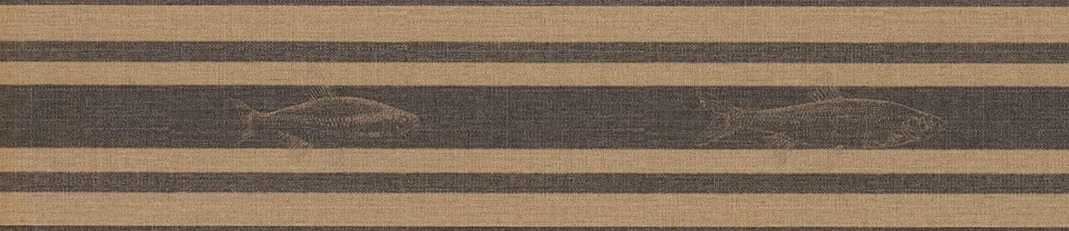 CONCORD WALLCOVERINGS ™ Wallpaper Border Country Pattern Lines Fish Shadows for Cottage Farmhouse Living Room, Brown Beige, 15 Feet by 5 Inches 41706210