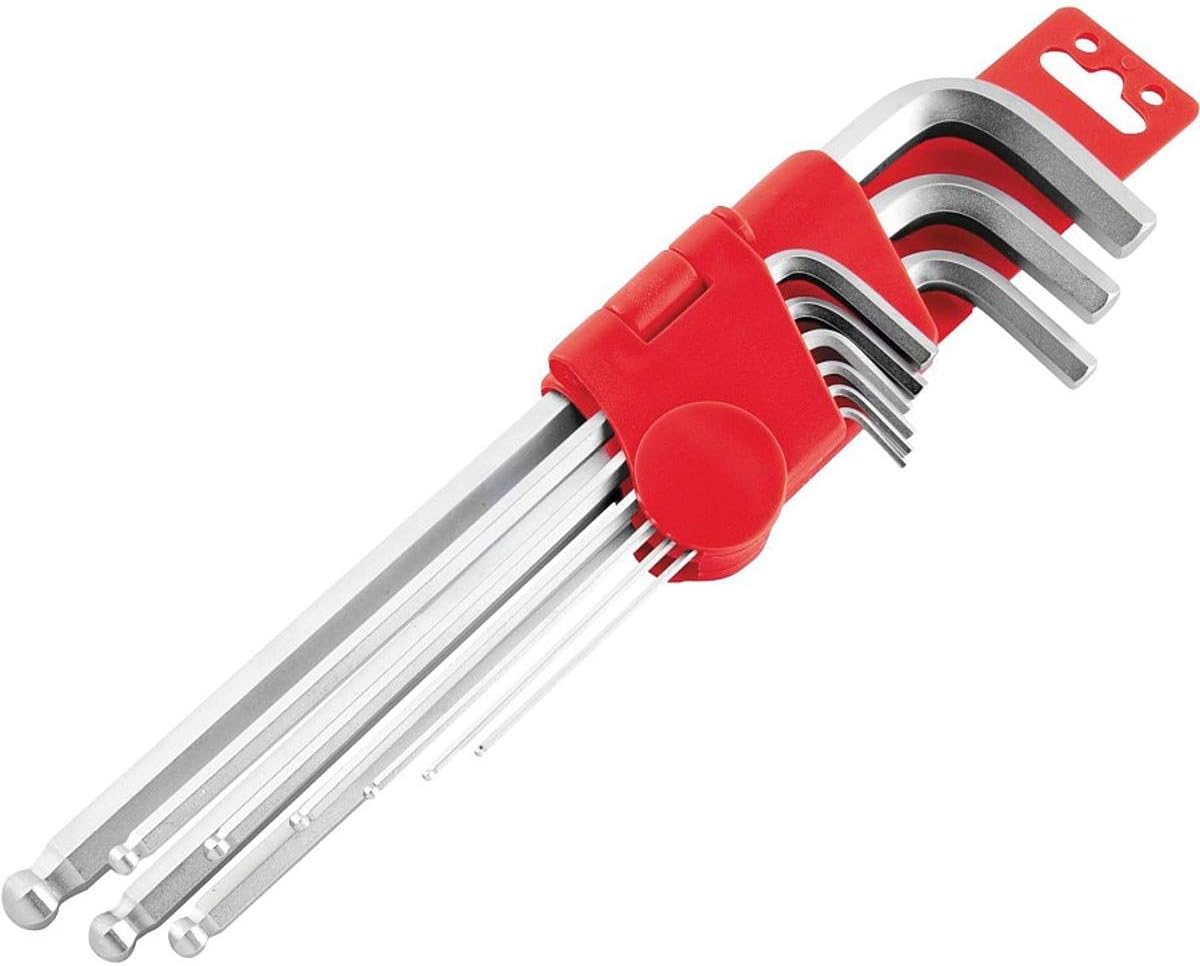 BikeMaster 9-Piece Long Ball End Hex Wrench Set and Holder (Metric)
