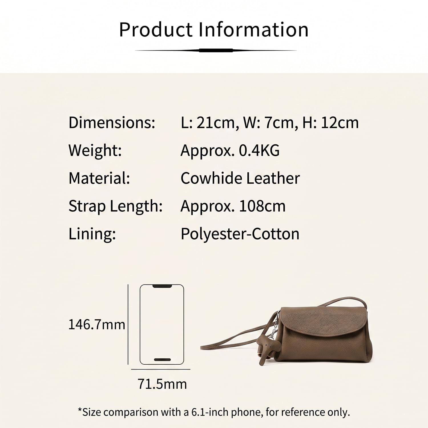 Bolso Bandolera Mujer de Cuero Suave Genuino, Primavera Verano Diseño Nicho Bolso Pouch Mini, Elegante Bolso de Hombro con Solapa Pequeño Marrón