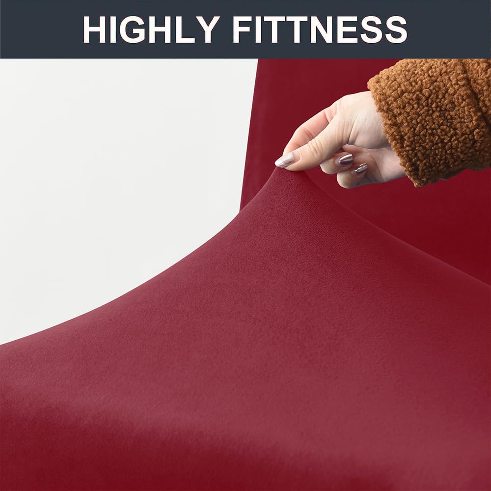 Velvet Counter Stool Pub Chair Covers - Removable and Stretchable Slipcovers for a (4, Burgandy)