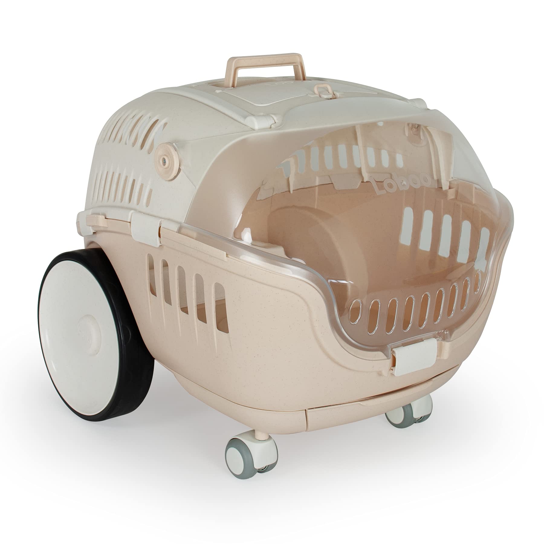 LOBOO Transportín Multifuncional para Mascotas Pequeñas Bubble Sand con Base Extraíble Ruedas Giratorias Cúpula de Alta Visibilidad Cajón y Asa de Empuje