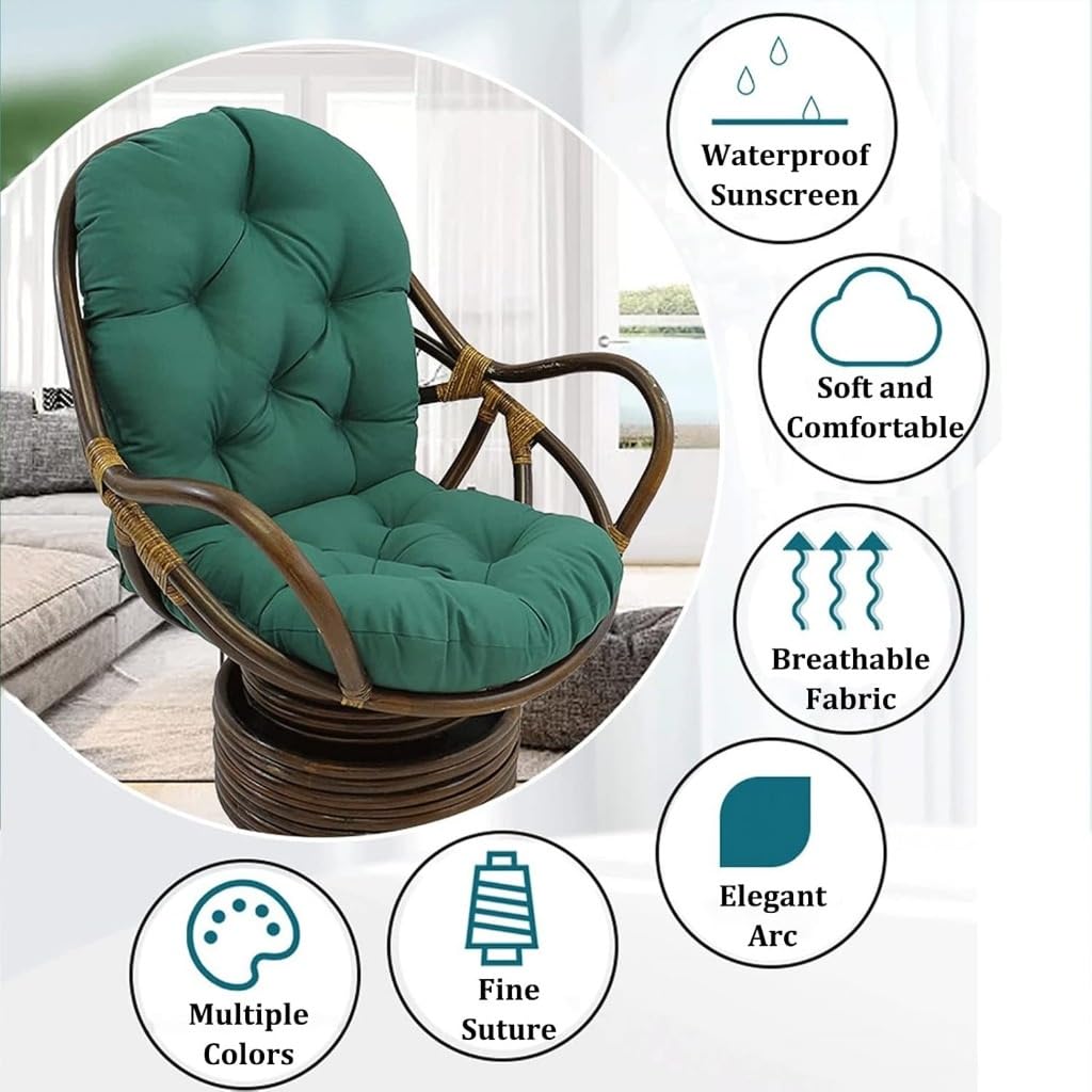 Fauteuil en Rotin Pivotant Coussin pour Fauteuil a Bascule Intérieur Rocker Coussin Pivotant Pad de Remplacement, pour Fauteuil Inclinable en Rotin(#H)