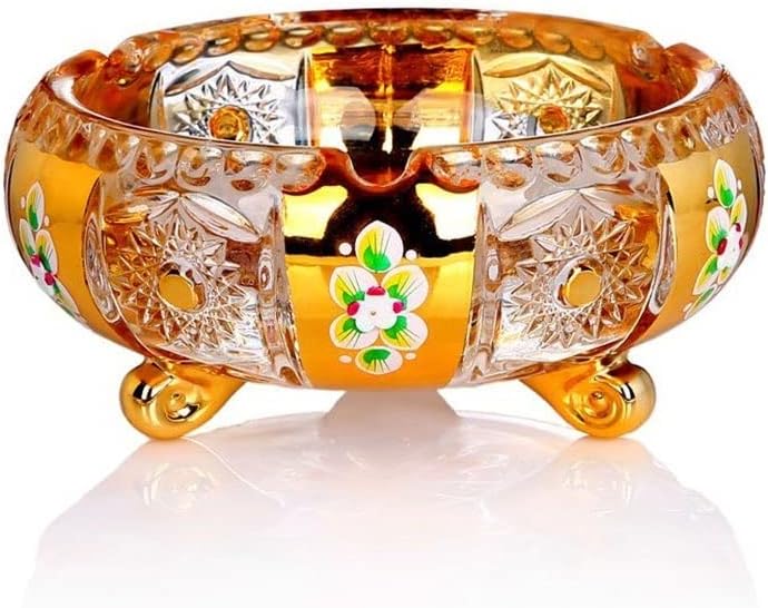 Ashtray Ashtray Coverless Glass Ashtray Home Coffee Table Office Desktop Decoration Gold Color Painted Ashtray Ashtrays for Smokers