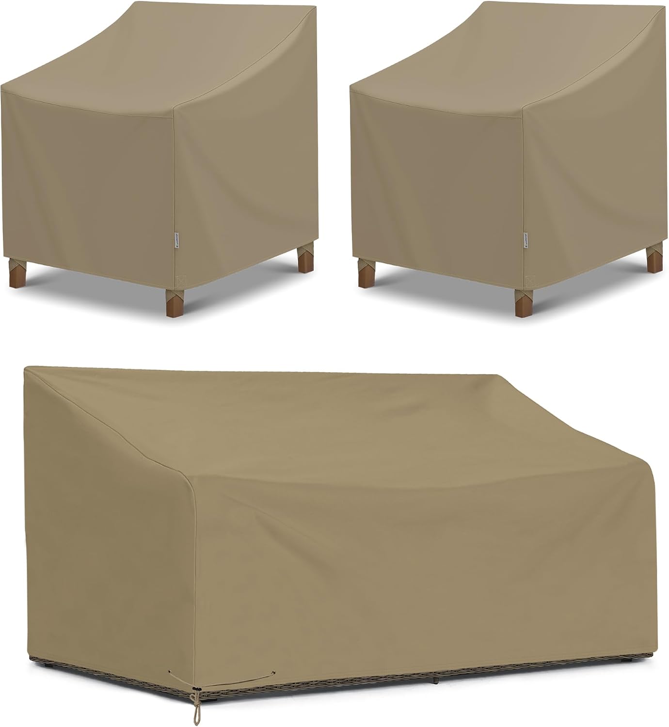 SunPatio Waterproof 2 Pack Oversized 40" Chair Covers & 80“ Loveseat Cover Bundle