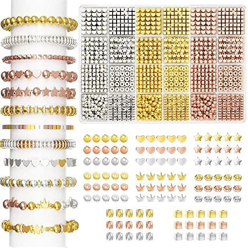 Zepitniy 1740 Piezas Abalorios para Hacer Pulseras, 4mm 6mm Cuentas Espaciadoras, Cuentas Pulseras para friendship bracelet DIY Hacer Pendientes
