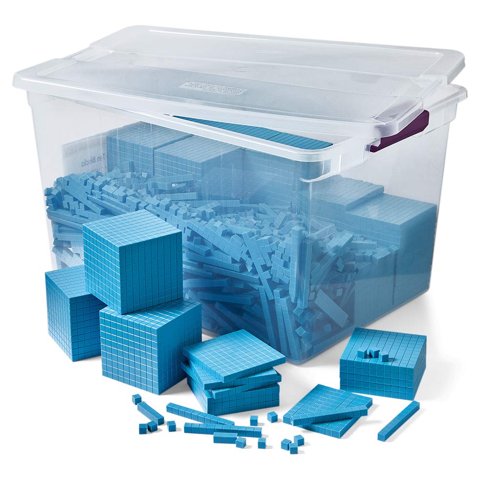 hand2mind 1610 Blocks, Blue Plastic Base Ten Blocks, Place Value Manipulatives, Base 10 Blocks, Counting Manipulatives, Math Manipulatives First Grade, Math Blocks, Place Value Blocks, Base 10 Math, Blue, Set of 1610, Blocks
