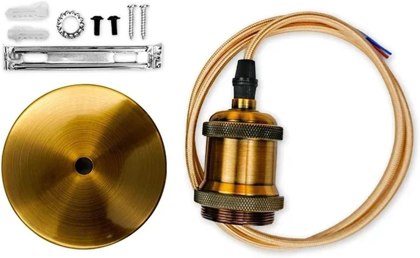 Vintage E27 E26 Light Bulb Holder - Retro Pendant Lamp Socket for DIY Indoor Lighting(Sliver)