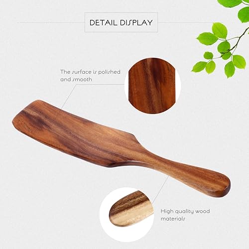 Miniatura 5 de FUNOMOCYA Estilo europeo mango largo pala de madera wok espátula mezcla mantequilla herramientas pastelería queso raspador filete pizza espátula